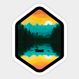 Mountain Sunset Illustration Sticker